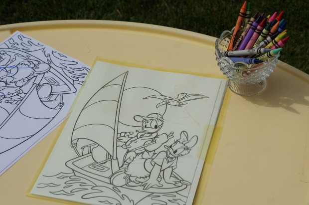 Donald Duck Nautical birthday // coloring station // crayons // coloring book