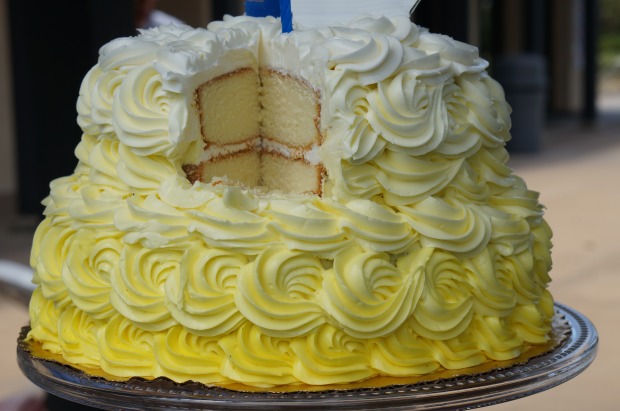 birthday cake // yellow ombre two tier cake